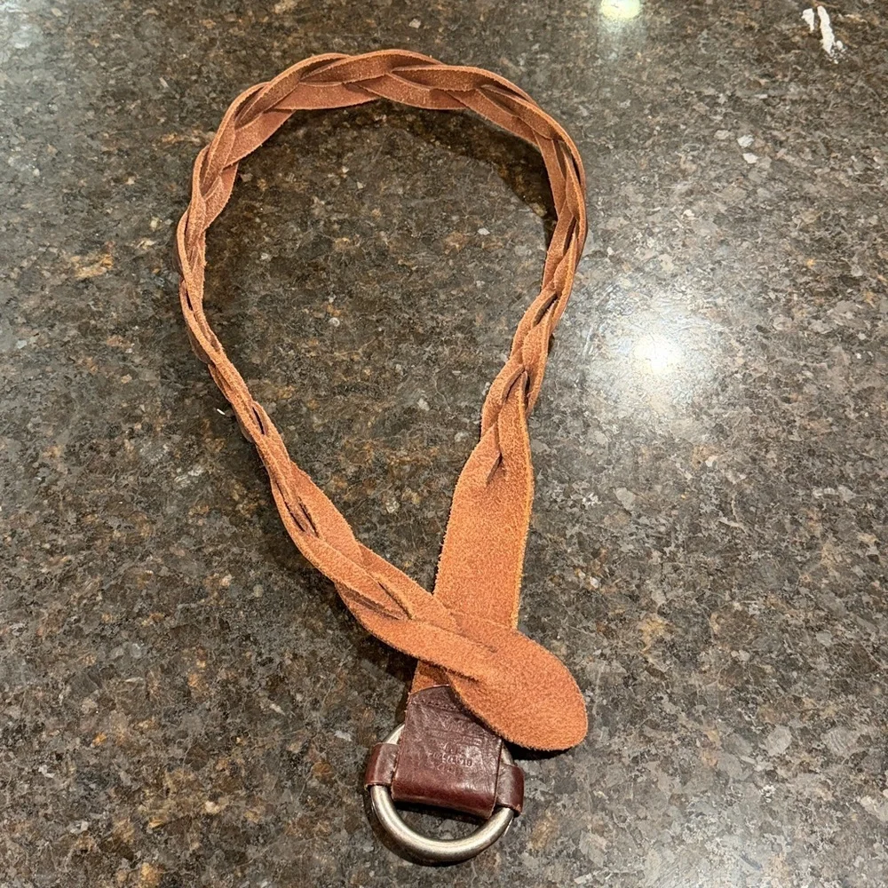 Fossil Brown Leather Belt Thick Braided